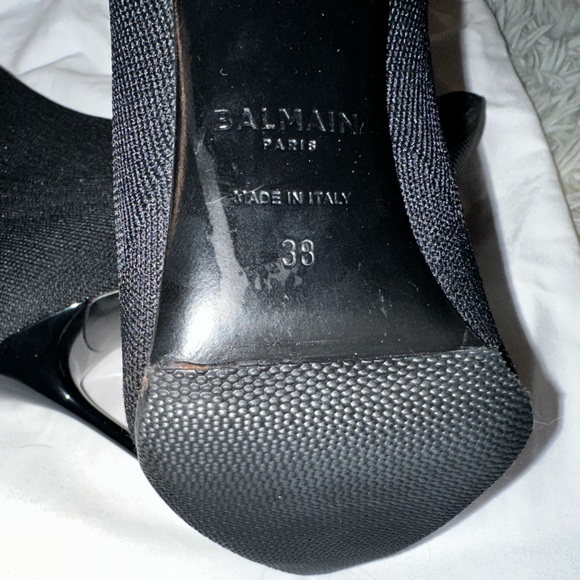 BALMAIN Skye Stretch Knit Ankle Boots In Black Size 37 - Picture 11 of 13